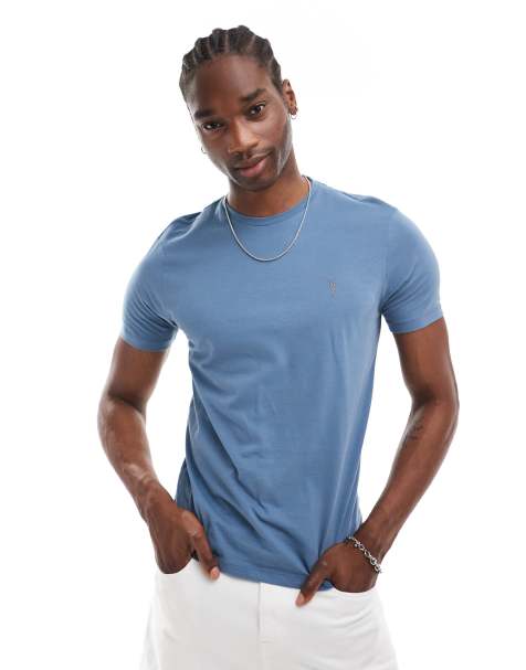 Camiseta azul de algodón cepillado Brace de AllSaints - view 1
