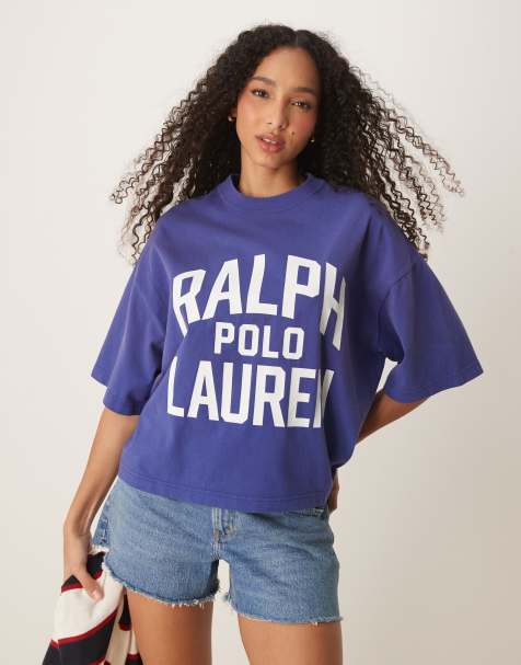 Camiseta azul de corte cuadrado con logo de Polo Ralph Lauren - view 1