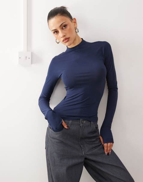 Camiseta azul de manga larga y corte slim de tejido suave Aria de Dr Denim - view 1
