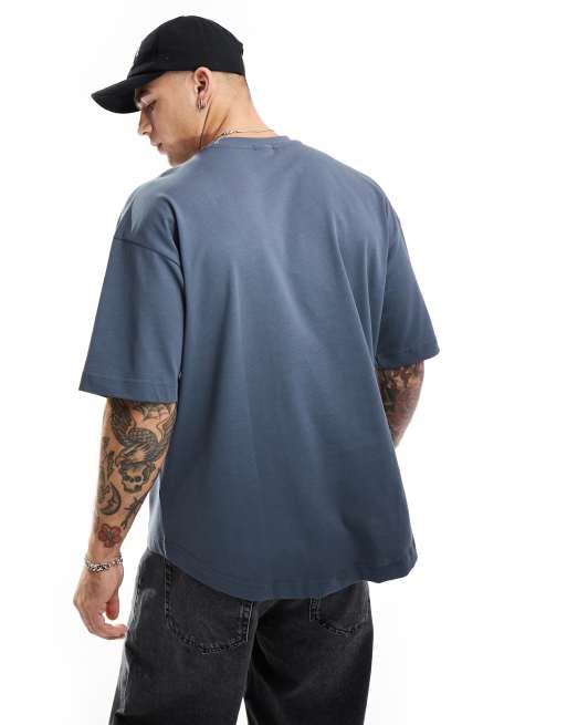 Camiseta azul denim de corte cuadrado con bajo redondeado de Cotton On, 3 de 4