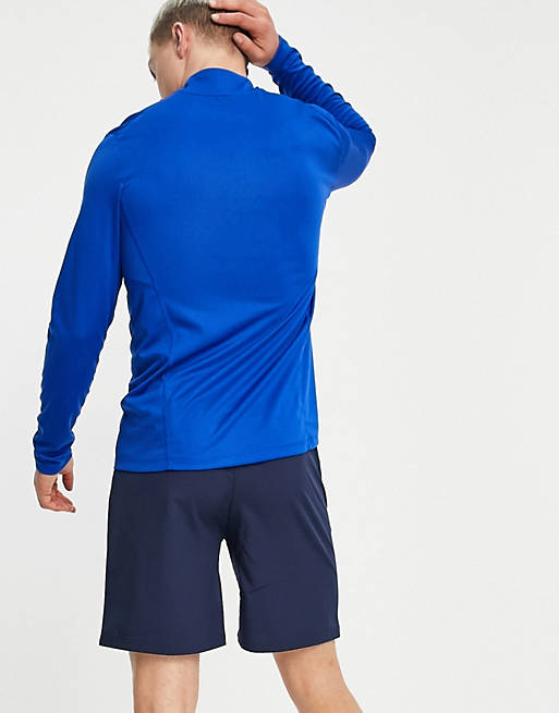 Hombre Tops | Camiseta azul deportiva de manga larga con cremallera corta y logo de ASOS 4505 - RZ90908
