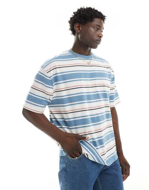 Camiseta azul extragrande a rayas de ASOS DESIGN - view 1