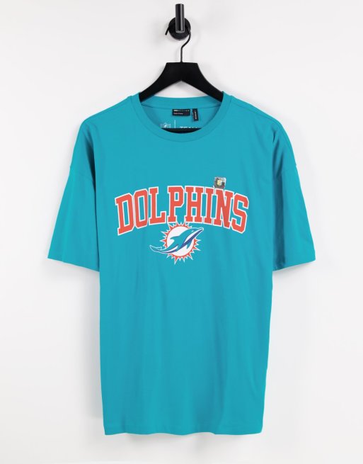 Camiseta azul extragrande con estampado de los Miami Dolphins de la NFL de ASOS DESIGN