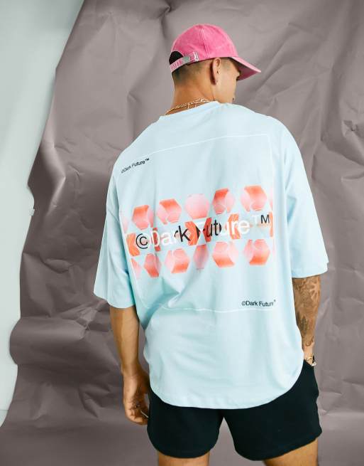 Camiseta azul extragrande con estampado gráfico en la espalda de ASOS Dark Future