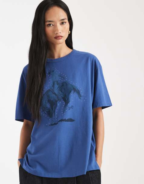 Camiseta azul extragrande con gráfico de cowboy de Levi's - view 1