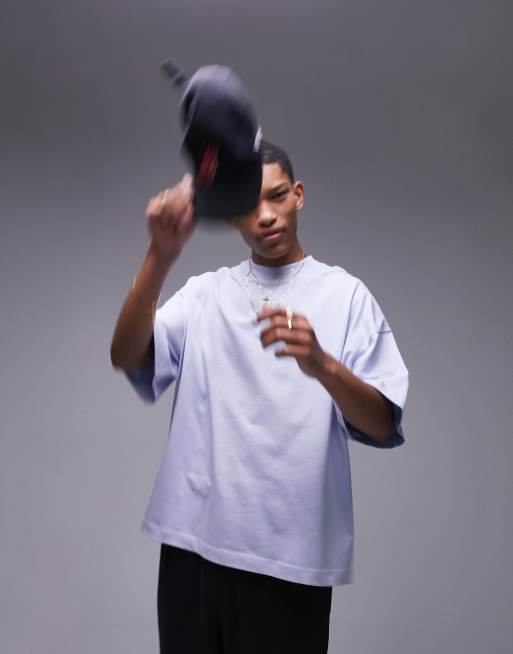 Camiseta azul extragrande con sisas caídas premium de Topman