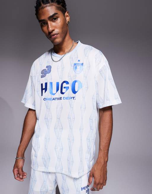Camiseta azul extragrande de estilo futbolero de HUGO Blue (parte de un conjunto)