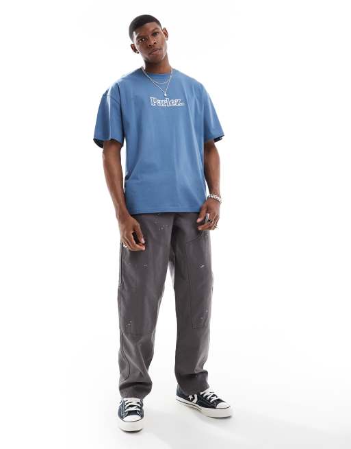Camiseta azul extragrande de manga corta con logo Staffa de Parlez, 2 de 4