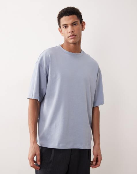 Camiseta azul extragrande de tejido grueso de ASOS DESIGN - view 1