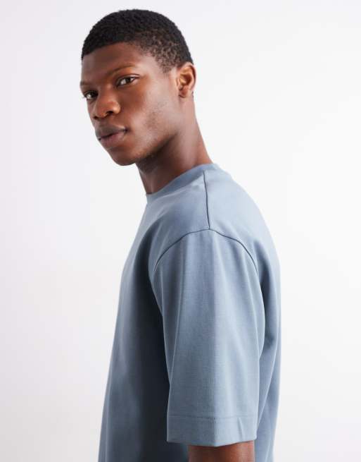 Camiseta azul extragrande de tejido grueso de punto liso entrelazado de ARKET, 4 de 5