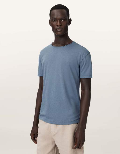 Camiseta azul lavado de manga corta con cuello redondo Figure de AllSaints, 3 de 6