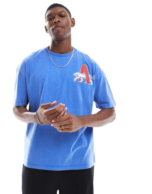 Camiseta azul lavado extragrande con estampado gráfico deportivo de ASOS DESIGN, 4 de 4