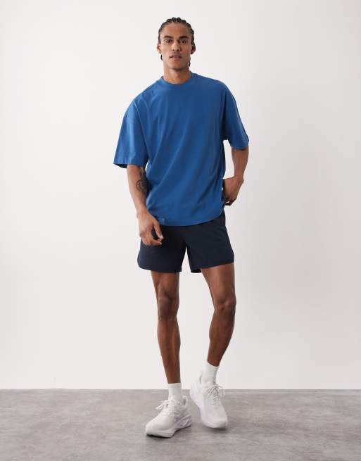 Camiseta azul lavado extragrande de tejido grueso de algodón con acabado de secado rápido Icon de 4505, 2 de 5