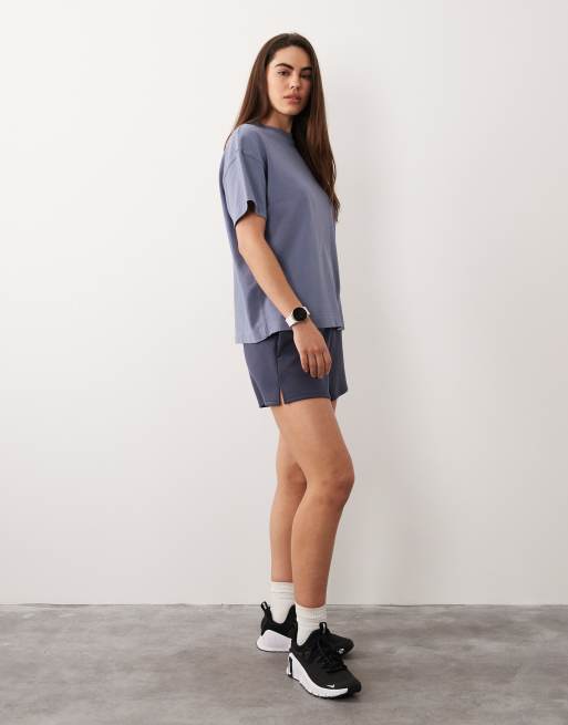 Camiseta azul lavado extragrande de tejido grueso de algodón con acabado de secado rápido Icon de 4505, 4 de 4
