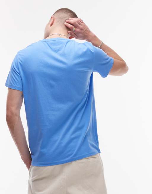 Camiseta azul luminoso con logo apilado de Tommy Jeans, 5 de 5