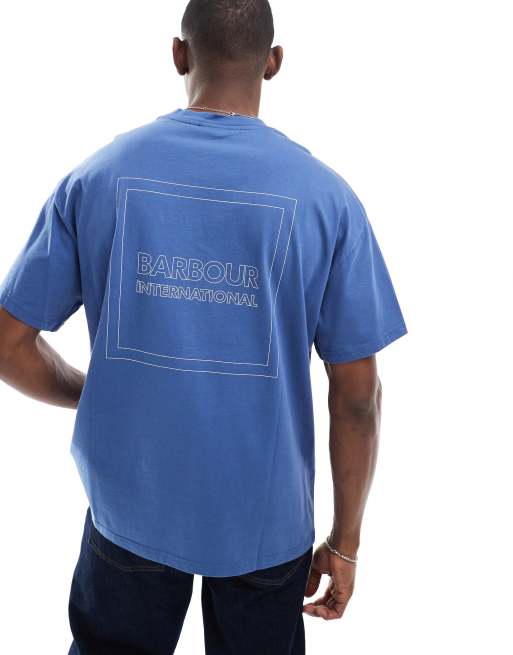 Camiseta azul mar del Norte extragrande con estampado trasero de Barbour International