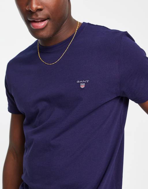 Camiseta azul marina con logo Original de Gant, 2 de 4