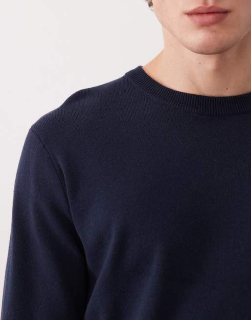 Camiseta azul marino básica de manga larga con cuello redondo de canalé de ASOS DESIGN, 5 de 5