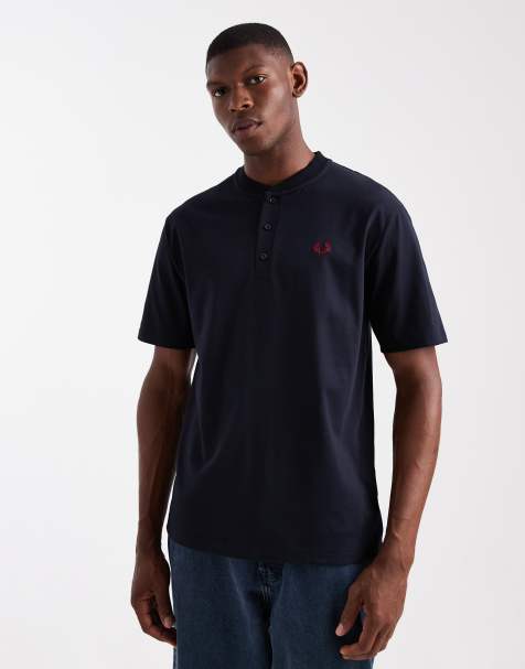 Camiseta azul marino con cuello panadero de Fred Perry - view 1