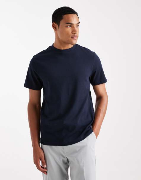 Camiseta azul marino con cuello redondo de tejido grueso de ASOS DESIGN - view 1