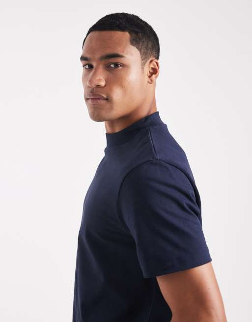 Camiseta azul marino con cuello subido de tejido grueso de ASOS DESIGN , 4 de 5