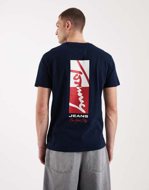 Camiseta azul marino con detalle de firma color block de Tommy Jeans - view 1