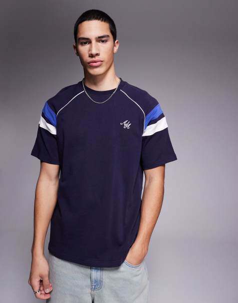 Camiseta azul marino con diseño color block de tejido de 240 /m2 de Alma de Ace - view 1