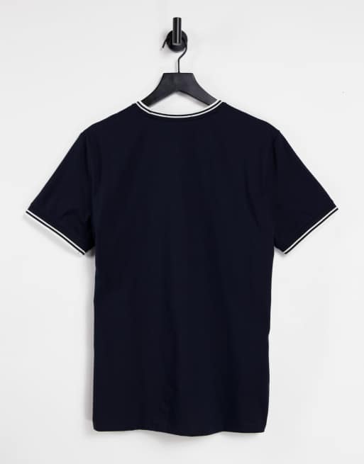 Camiseta azul marino con dos rayas de Fred Perry, 2 de 4