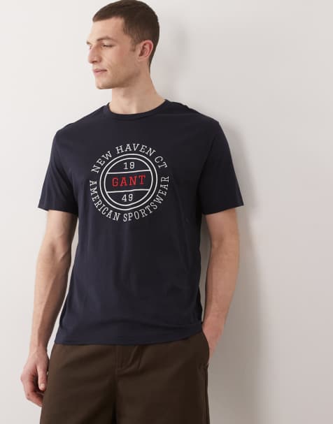 Camiseta azul marino con estampado de escudo deportivo de GANT - view 1