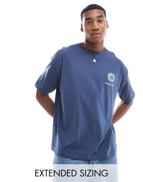 Camiseta azul marino con estampado en el pecho extragrande de ASOS DESIGN - view 1