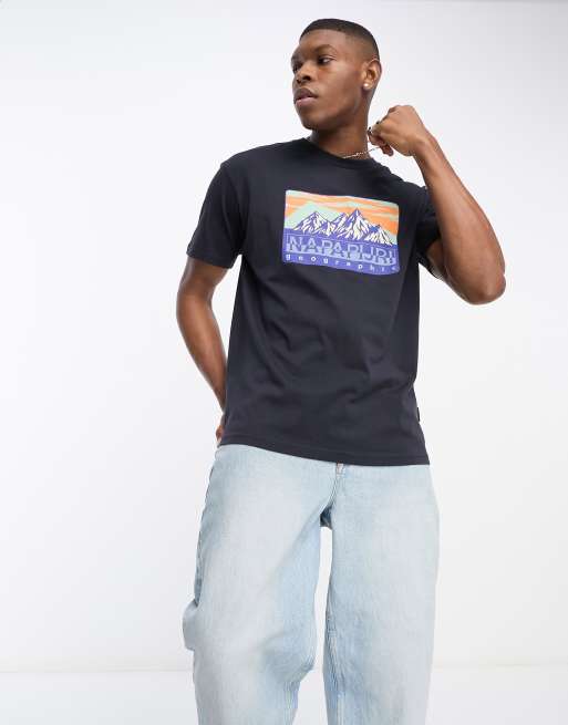 Camiseta azul marino con estampado en el pecho Hello exclusiva en ASOS de Napapijri