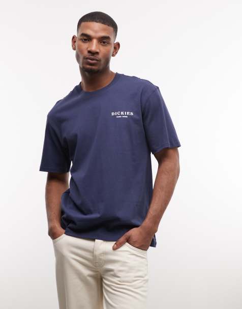 Camiseta azul marino con estampado en la espalda Oatfield exclusiva en ASOS de Dickies - view 1