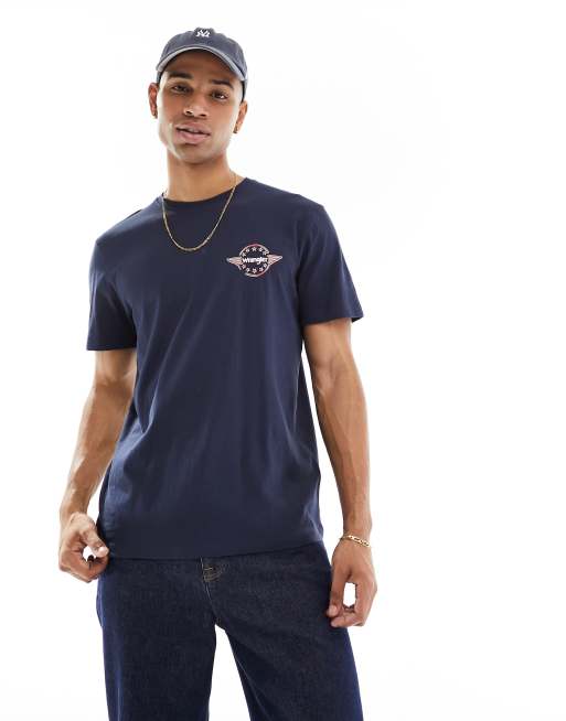 Camiseta azul marino con estampado gráfico de Wrangler