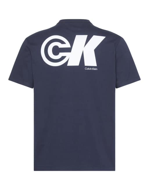 Camiseta azul marino con estampado trasero "CK" de Calvin Klein Jeans, 5 de 5