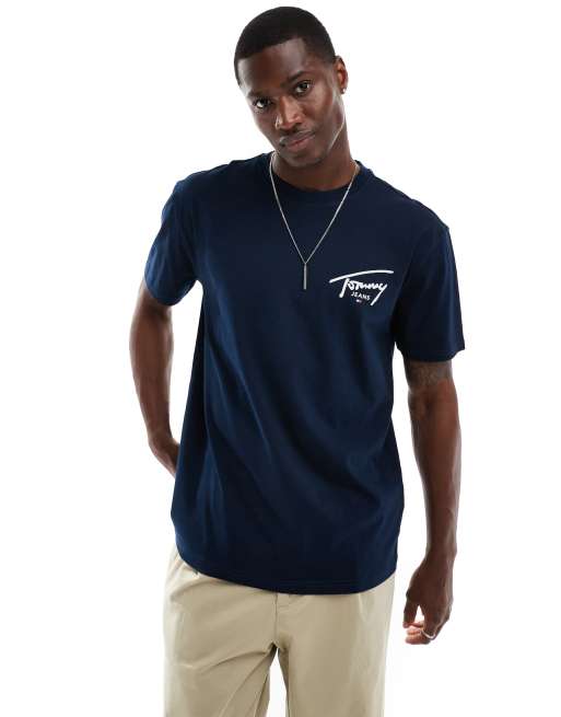 Camiseta azul marino con estampado trasero del logo de Tommy Jeans, 2 de 4
