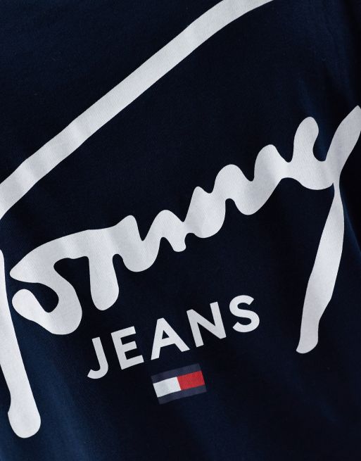 Camiseta azul marino con estampado trasero del logo de Tommy Jeans, 3 de 4