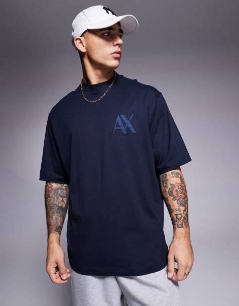 Camiseta azul marino con logo a tono de Armani Exchange - view 1