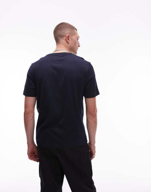 Camiseta azul marino con logo bordado de emblema de Tommy Hilfiger, 4 de 4