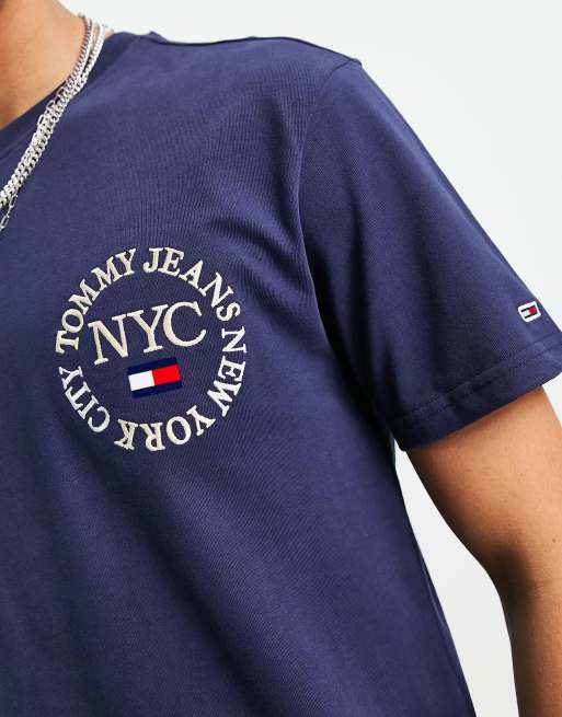 Camiseta azul marino con logo circular de algodón Timeless de Tommy Jeans , 3 de 4