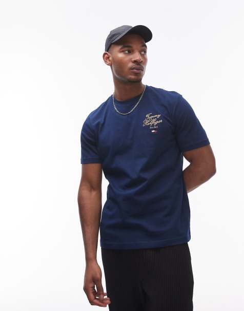 Camiseta azul marino con logo de texto apilado de Tommy Hilfiger - view 1