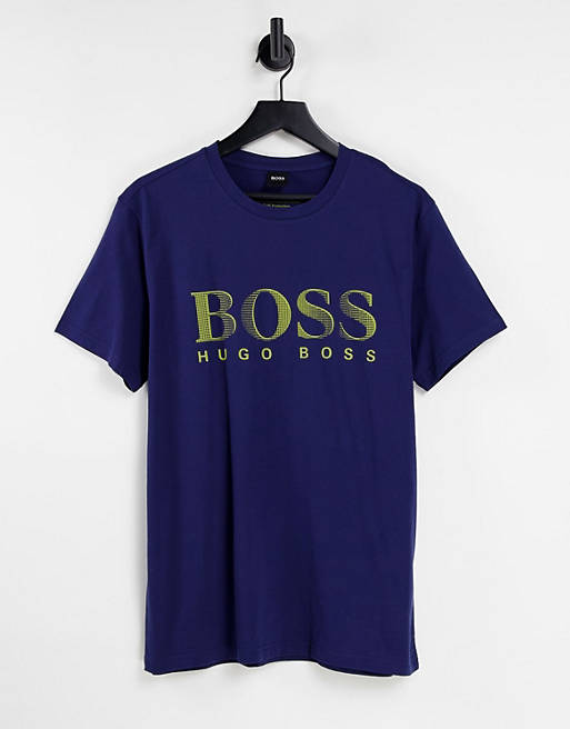 Hombre Tops | Camiseta azul marino con logo grande de BOSS Beachwear - AP00744