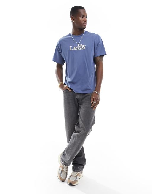 Camiseta azul marino con logo retro en la parte central exclusiva en ASOS de Levi's