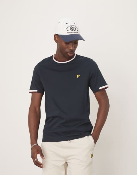 Camiseta azul marino con medios ribetes de Lyle & Scott - view 1