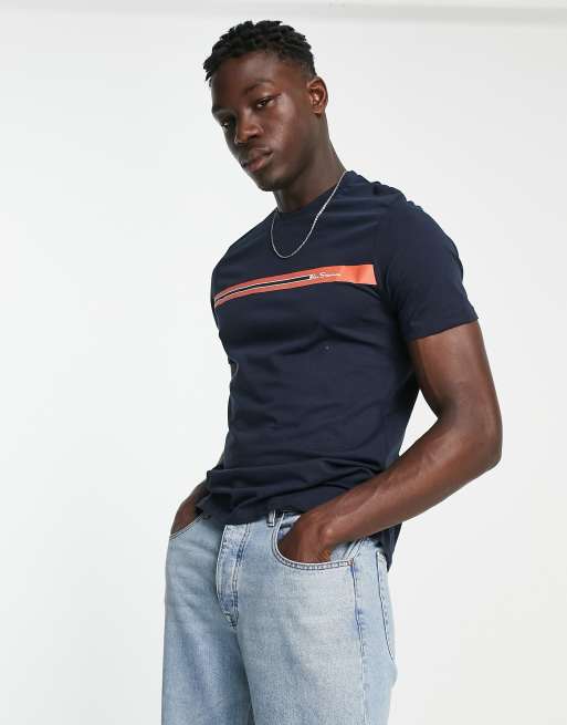 Camiseta azul marino con raya en el pecho de Ben Sherman 