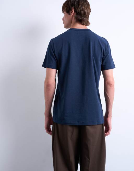Camiseta azul marino de corte clásico de tejido ligero de Topman, 5 de 5