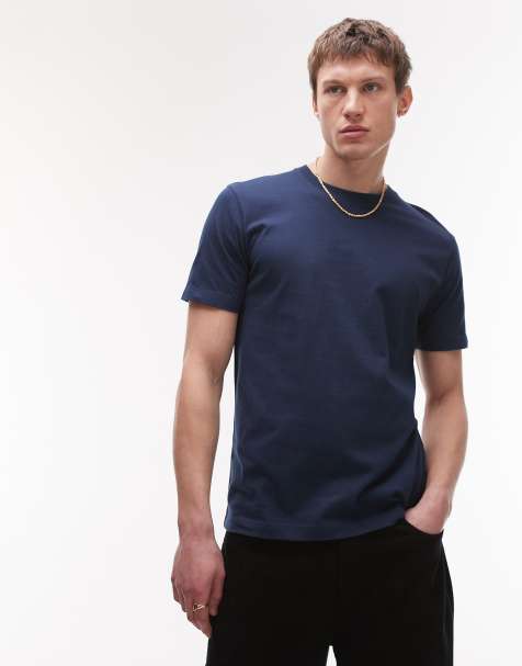 Camiseta azul marino de corte clásico de Topman - view 1