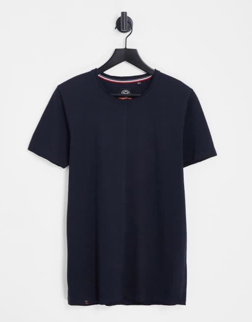 Camiseta azul marino de corte cuadrado con costuras abiertas de Le Breve