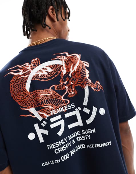 Camiseta azul marino de corte cuadrado extragrande con estampado gráfico de ASOS DESIGN - view 1