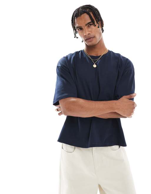Camiseta azul marino de corte cuadrado extragrande con estampado gráfico de ASOS DESIGN, 2 de 4
