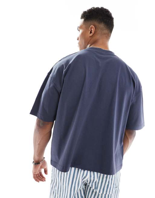 Camiseta azul marino de corte cuadrado extragrande con estampado gráfico "High Summer" de ASOS DESIGN, 4 de 4